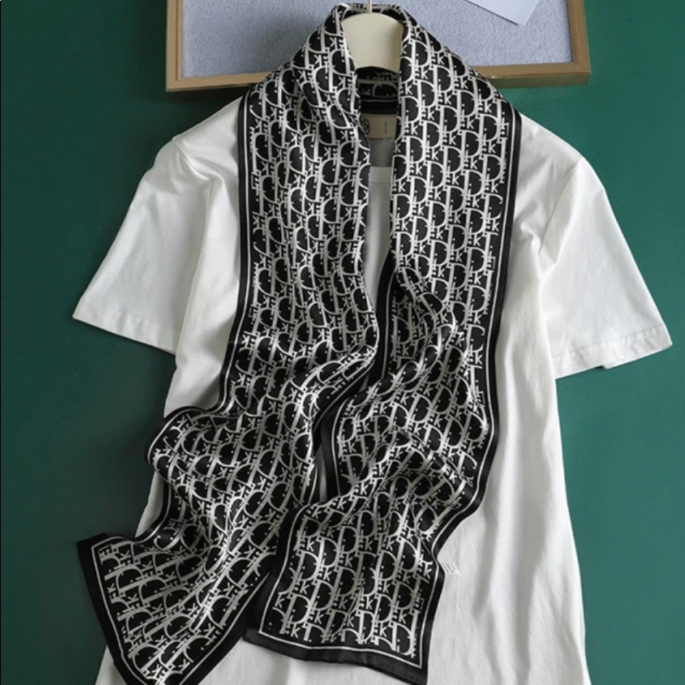 Black and white silk scarf